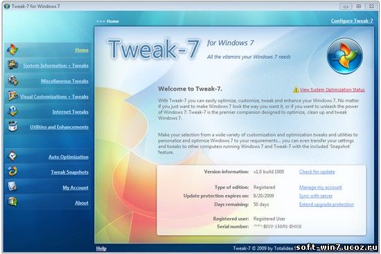 Tweak-7 1.0.1045 для Windows 7